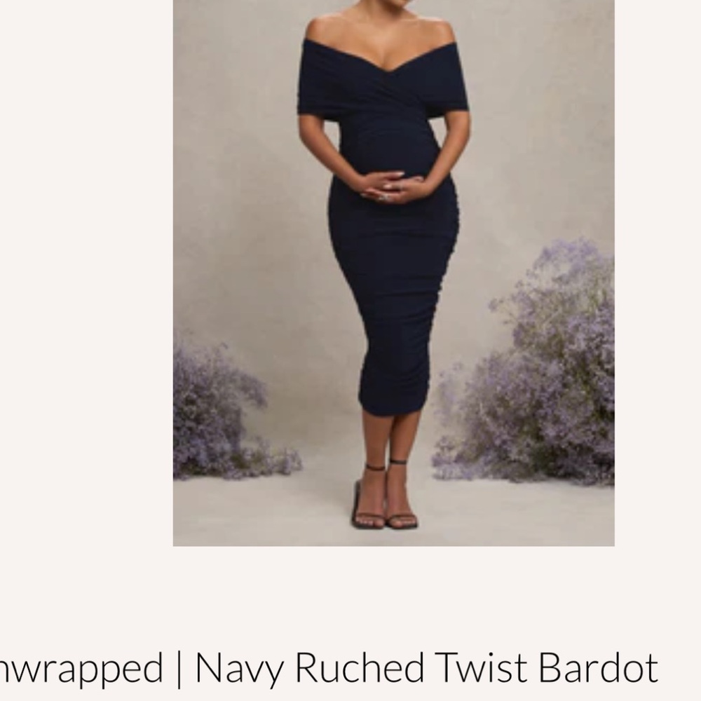 Club L London Off-Shoulder Navy Midi Dress